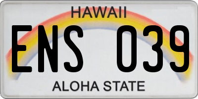 HI license plate ENS039