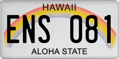 HI license plate ENS081