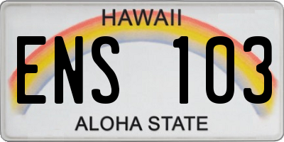 HI license plate ENS103