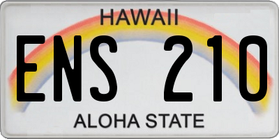 HI license plate ENS210