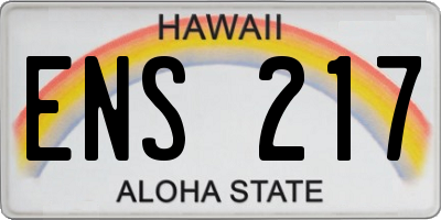 HI license plate ENS217