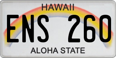 HI license plate ENS260
