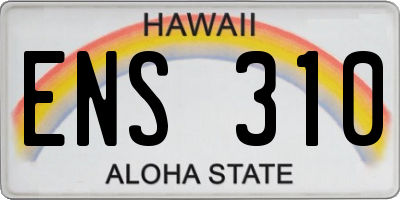 HI license plate ENS310