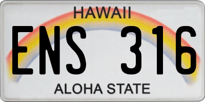 HI license plate ENS316