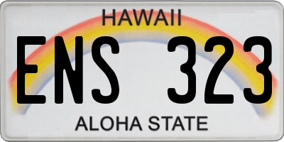HI license plate ENS323