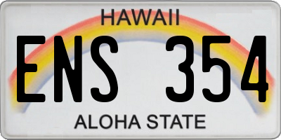 HI license plate ENS354
