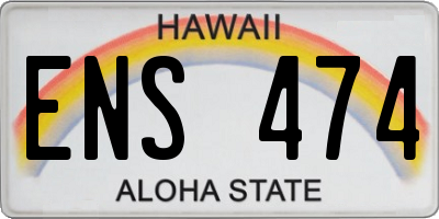 HI license plate ENS474