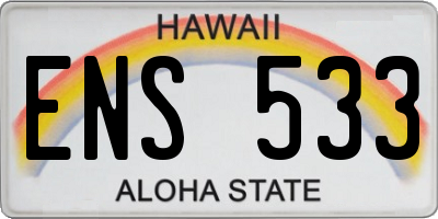 HI license plate ENS533