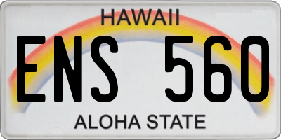 HI license plate ENS560