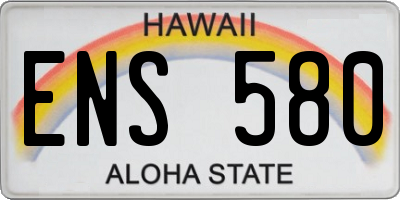 HI license plate ENS580