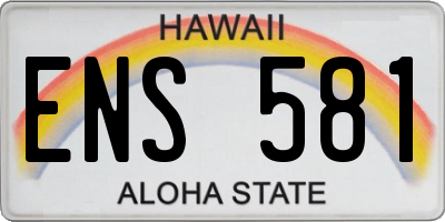 HI license plate ENS581