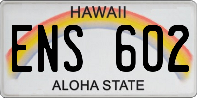 HI license plate ENS602