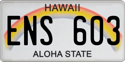 HI license plate ENS603
