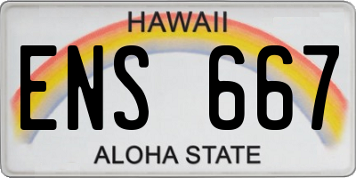 HI license plate ENS667