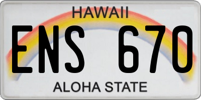 HI license plate ENS670