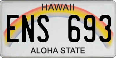 HI license plate ENS693