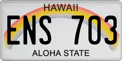 HI license plate ENS703