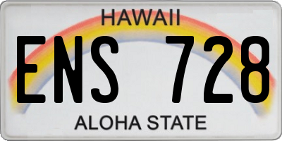 HI license plate ENS728