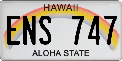 HI license plate ENS747