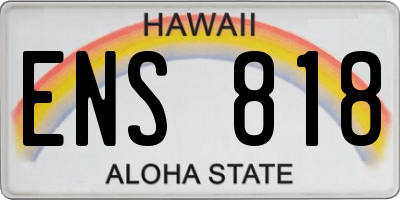 HI license plate ENS818