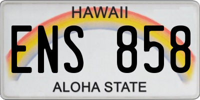 HI license plate ENS858