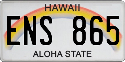 HI license plate ENS865