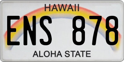 HI license plate ENS878