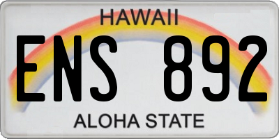 HI license plate ENS892