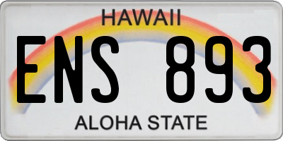 HI license plate ENS893