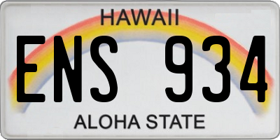 HI license plate ENS934