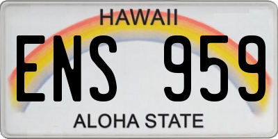 HI license plate ENS959
