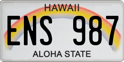 HI license plate ENS987