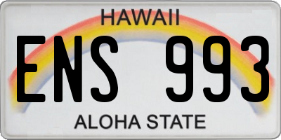 HI license plate ENS993