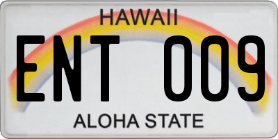 HI license plate ENT009