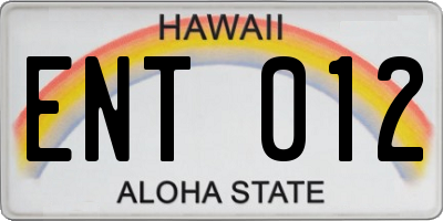 HI license plate ENT012