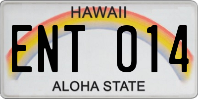 HI license plate ENT014