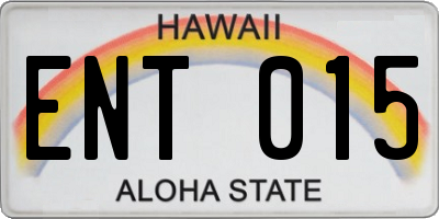 HI license plate ENT015