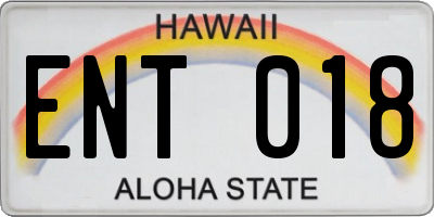 HI license plate ENT018