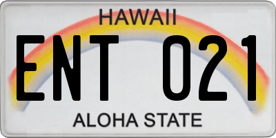 HI license plate ENT021