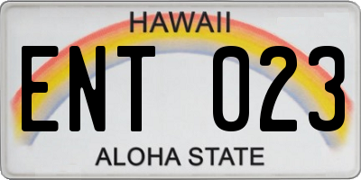 HI license plate ENT023