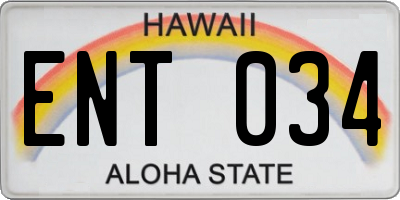 HI license plate ENT034