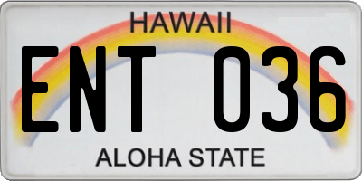 HI license plate ENT036