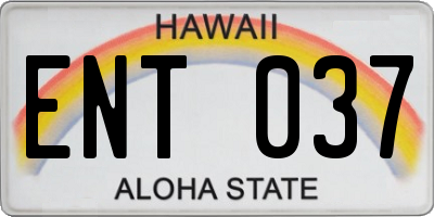 HI license plate ENT037