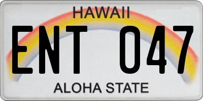 HI license plate ENT047