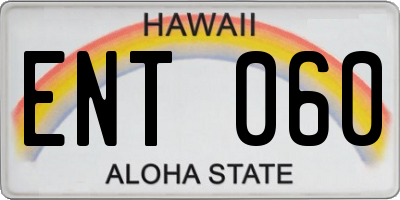 HI license plate ENT060