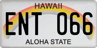 HI license plate ENT066