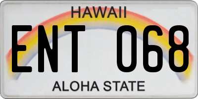 HI license plate ENT068