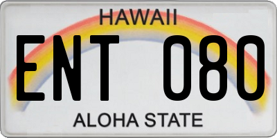 HI license plate ENT080