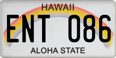HI license plate ENT086