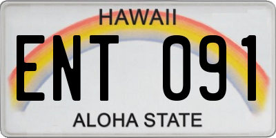 HI license plate ENT091